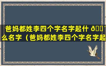 爸妈都姓李四个字名字起什 🐴 么名字（爸妈都姓李四个字名字起 🌴 什么名字好听）